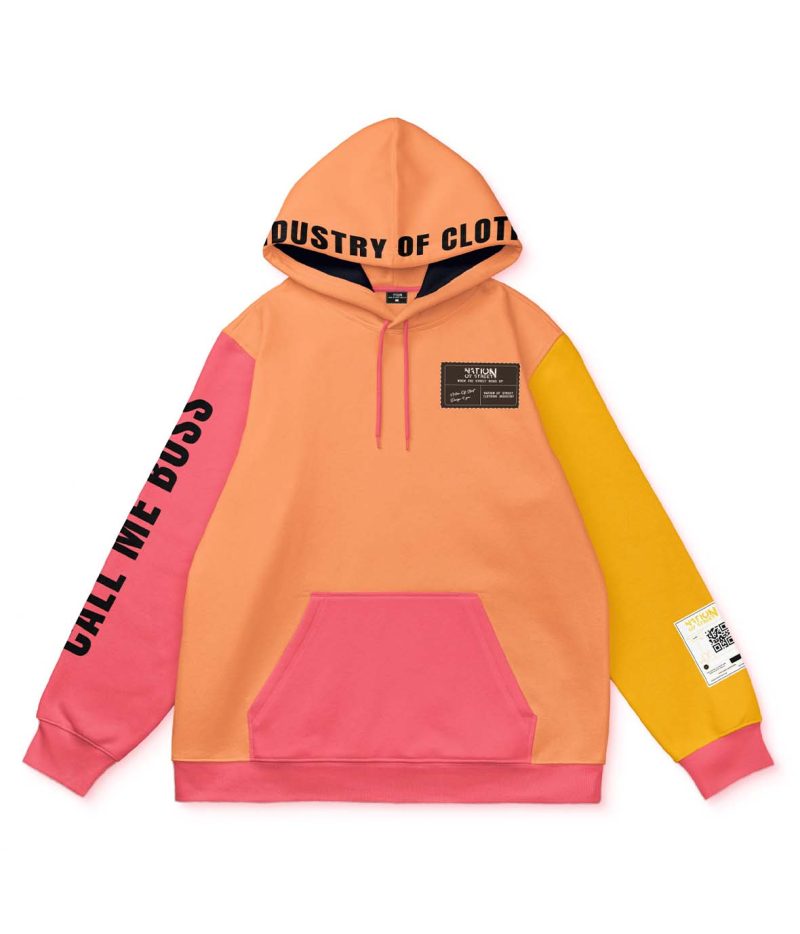 pull à capuche manches contrastées